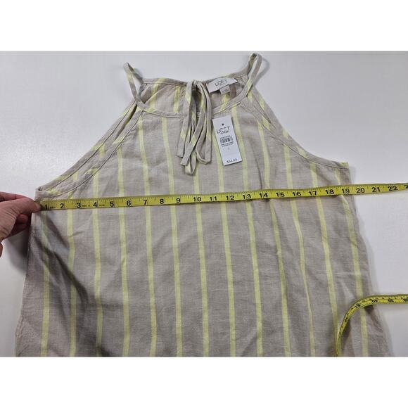 NWT Ann taylor linen blend summer tank career casual layering beige yellow Small - Picture 7 of 8